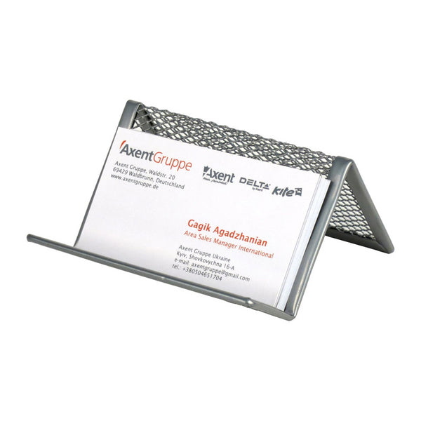 Metal name card holder, 95x80x60 mm, silver