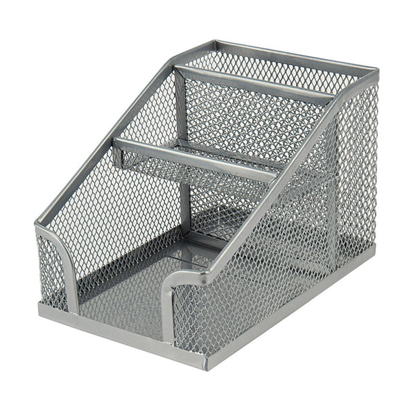 Desktop stationery organizer Axent 2118-03-A, 100x143x100 mm, silver