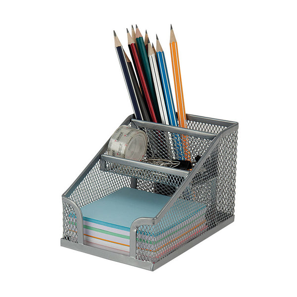 Desktop stationery organizer Axent 2118-03-A, 100x143x100 mm, silver