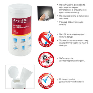 Screen-cleaning wipes, 100 pcs.