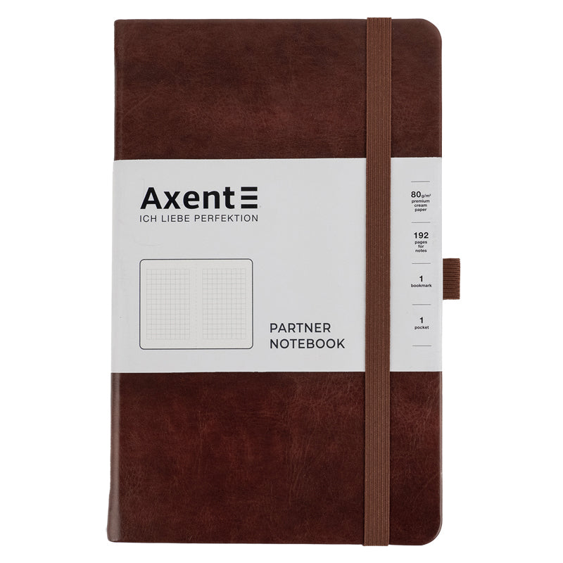 Notebook Axent Partner Lux 8202-19-A, 125*195 mm, 96 sheets, squared paper, brown