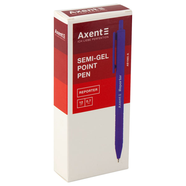 Semi-gel pen Axent Reporter AB1065-02-A, retractable, blue
