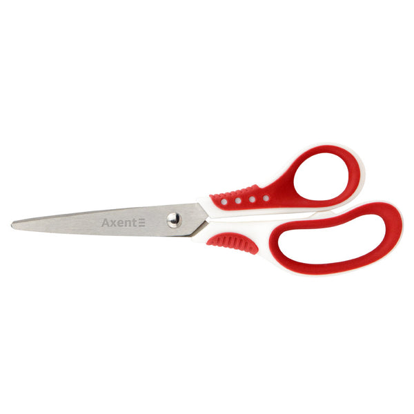 Büroscheren Axent Shell 6304-06-A, 18 cm, mit gummierten Komfort-Griffen, weiß-rot