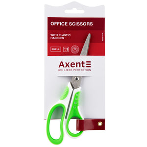 Büroscheren Axent Shell 6304-09-A, 18 cm, mit gummierten Komfort-Griffen, weiß-salat