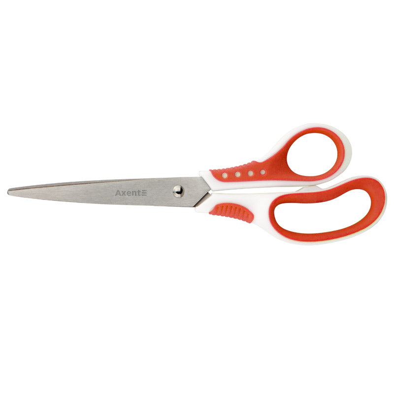 Büroscheren Axent Shell 6305-06-A, 21 cm, mit gummierten Komfort-Griffen, weiß-rot