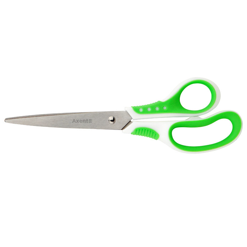 Büroscheren Axent Shell 6305-09-A, 21 cm, mit gummierten Komfort-Griffen, weiß-salat