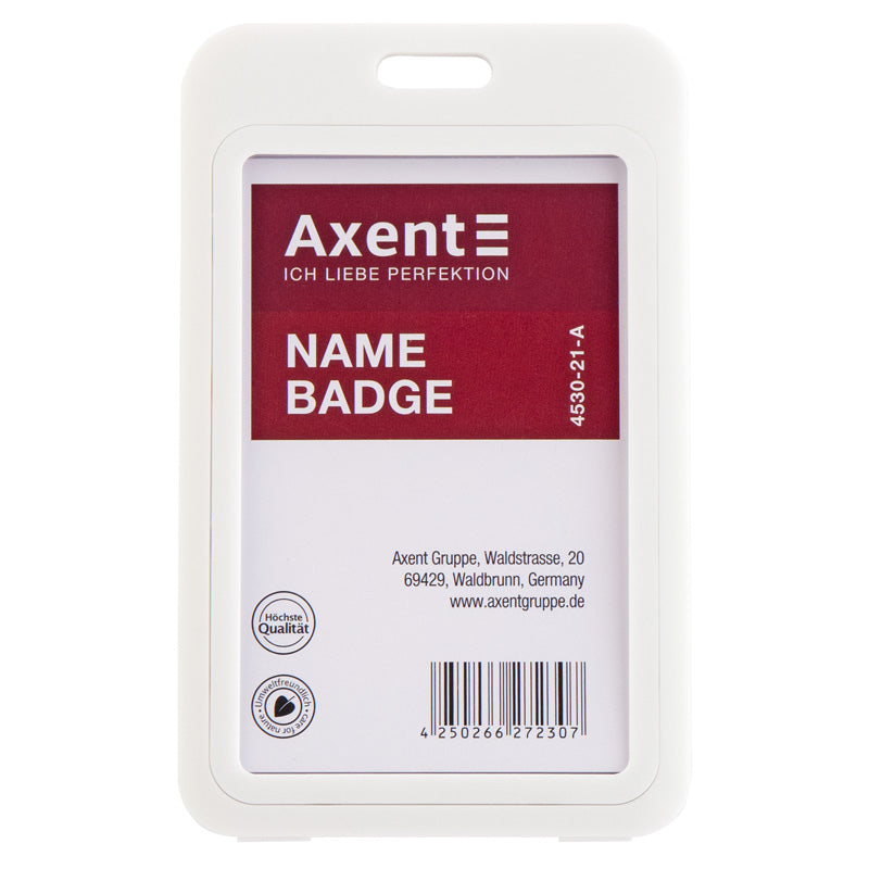 Vertikale Badge Axent 4530-21-A, 54x85 mm, weiß