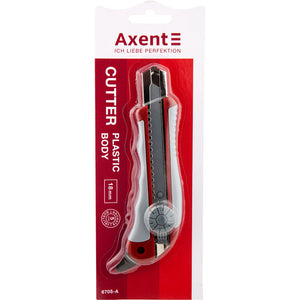 Schreibwarenmesser Axent 6705-A, mit metallenen Führungsschienen, gummierte Einsätze,  18 mm