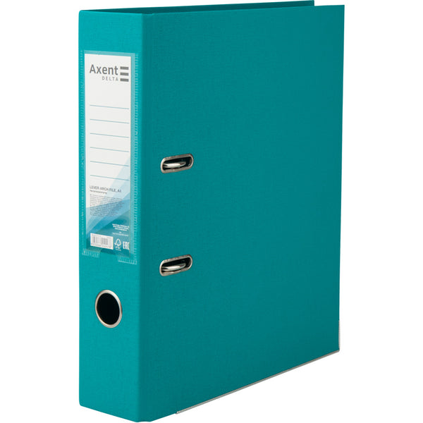 Lever-arch file Delta, 7,5 cm, double-sided, assembled, turquoise