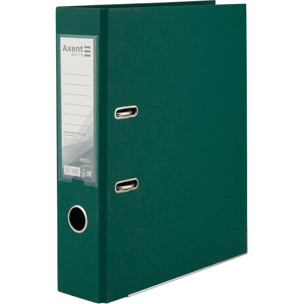 Lever-arch file Delta, 7,5 cm, double-sided, assembled, dark green