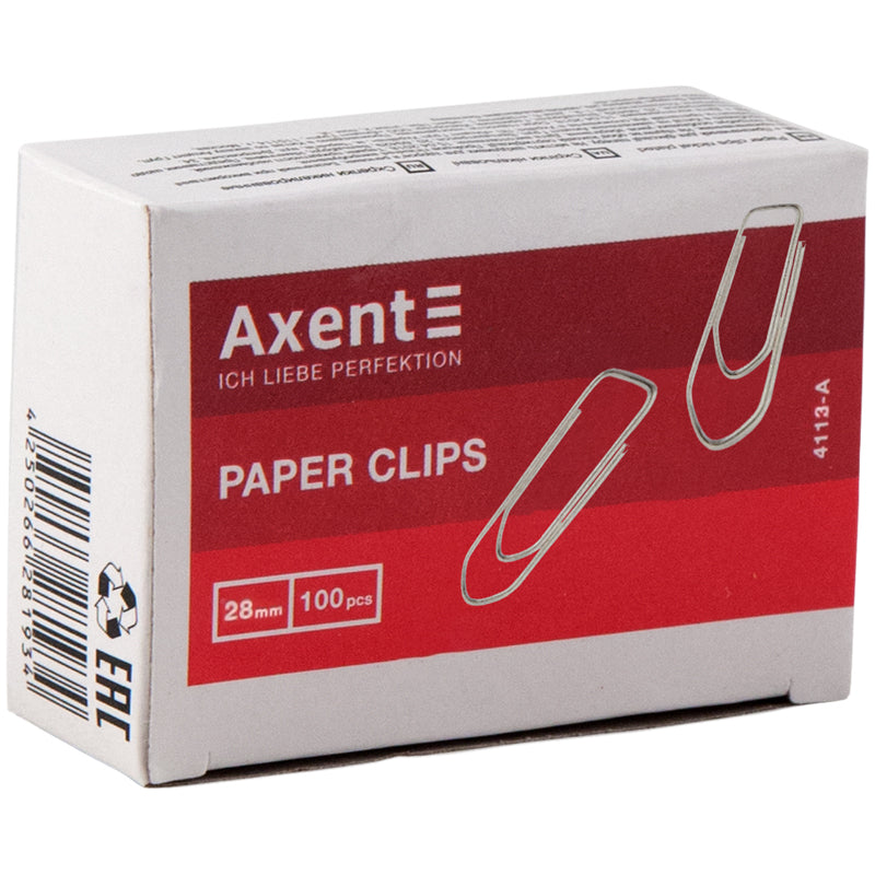 Büroklammern Axent 4113-A, 28 mm, 100 Stück,fünfeckige, vernickelt