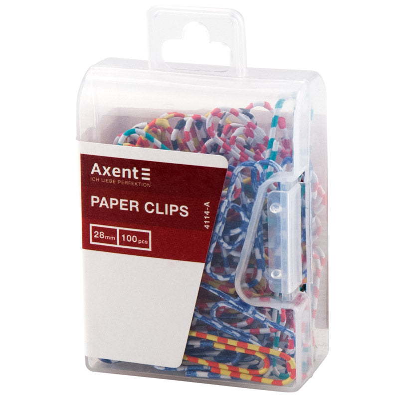 Buroklammern Axent 4114-A, farbig, 28 mm, 100 Stuck, gestreift