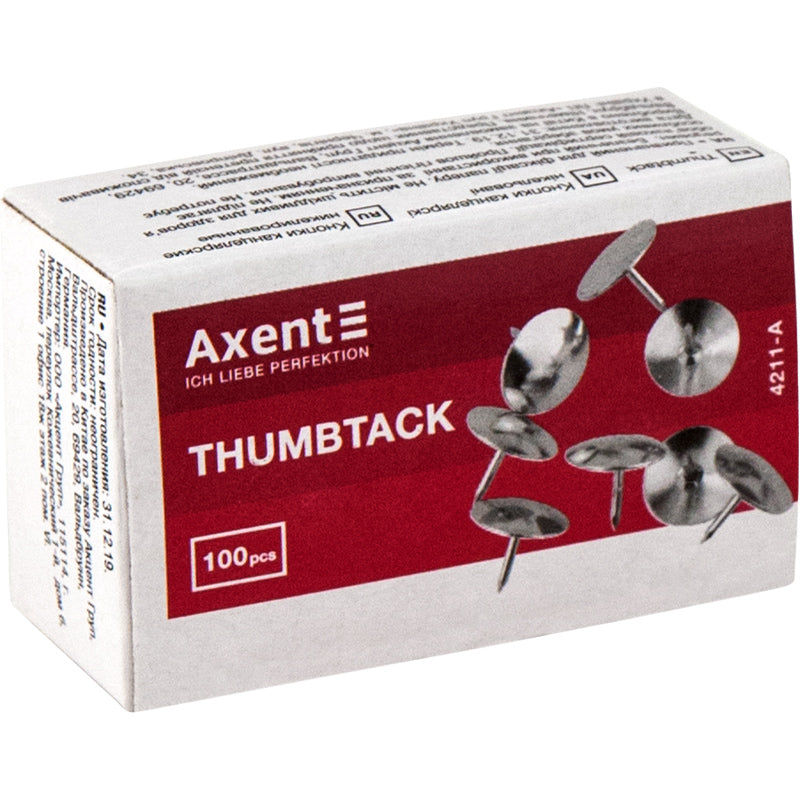 Reißnägel vernickelt Axent 4211-A, 100 Stück