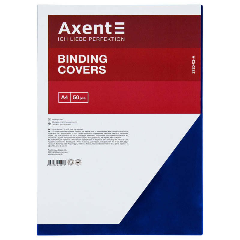 Kunststoffabdeckung Axent 2720-02-A, A4, 50 stück, transparente blau