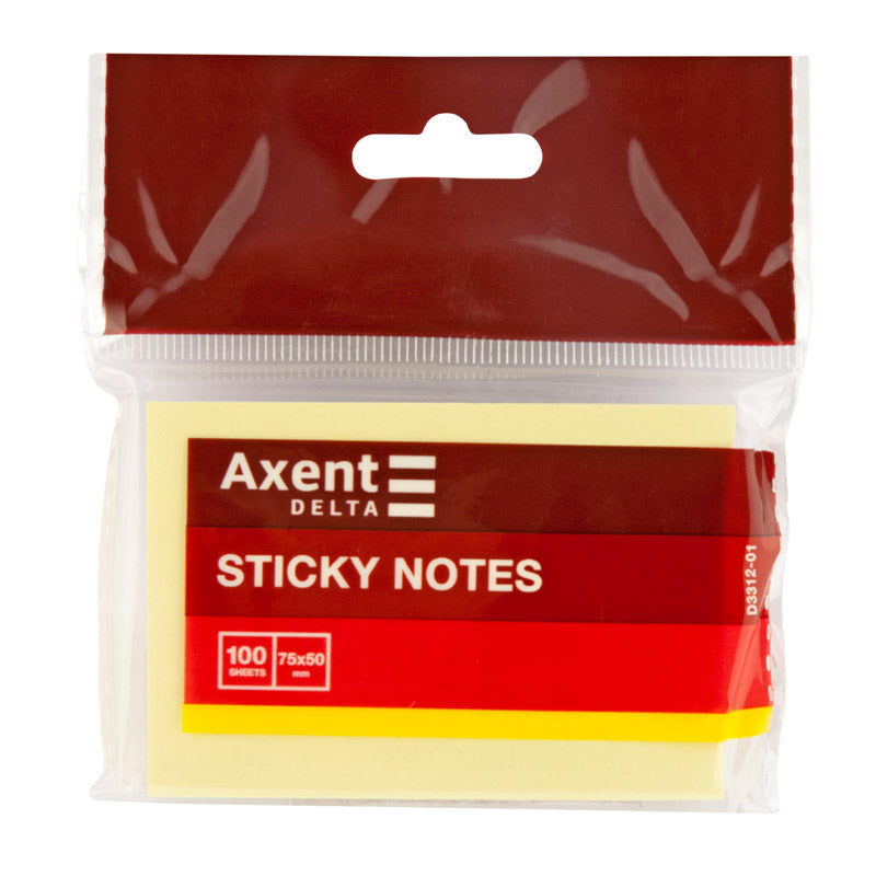 Haftnotizblock Delta D3312-01, Papierblock mit Kleberücken, 50x75 mm, 100 Blatt, gelb