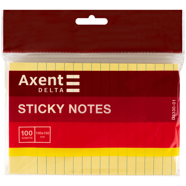 Sticky notes Delta D3330-01, lined, 100x150 mm, 100 sheets