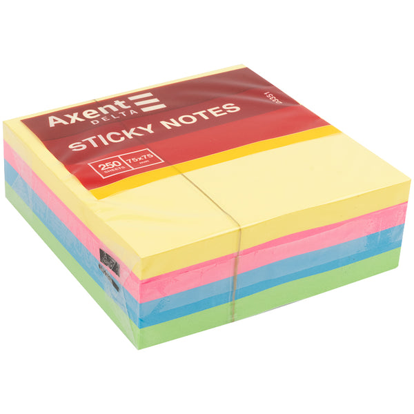 Haftnotizblock Delta D3351, 75x75 mm, Papierblock mit Kleberückseite, 250 Blatt, neonfarben