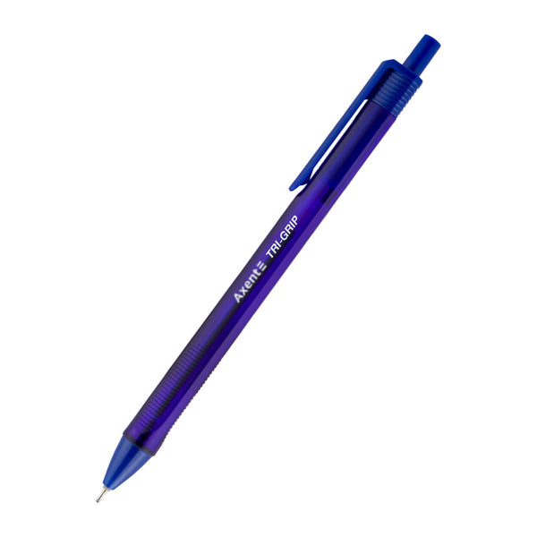 Semi-gel pen Axent Tri-Grip AB1081-02-A, retractable, blue