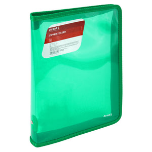Extensional folder with zipper Axent 1802-26-A, B5, transparent green