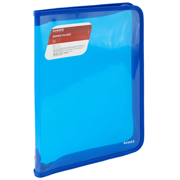 Extensional folder with zipper Axent 1801-22-A, A4, transparent blue