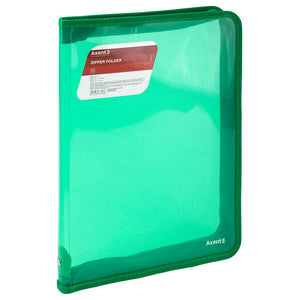 Extensional folder with zipper Axent 1801-26-A, A4, transparent green