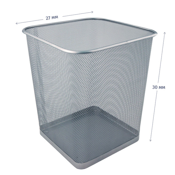 Quadratischer Papierkorb Axent 2124-03-A, Metallgitter, 15 l, silber