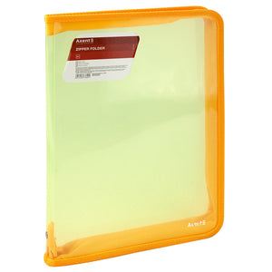 Extensional folder with zipper Axent 1801-25-A, A4, transparent yellow