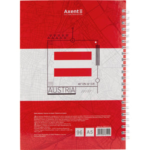 Spiral Notebook Axent Flags Vienna 8032-07-A, A5, 96 sheets, hard cover