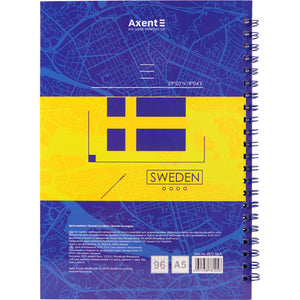 Spiral Notebook Axent Flags Stockholm 8032-08-A, A5, 96 sheets, hard cover