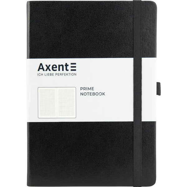 Notizbuch Axent Partner Prime 8305-01-A, A5, 145x210 mm, 96 Blätter, kariert, harter umschlag, schwarz