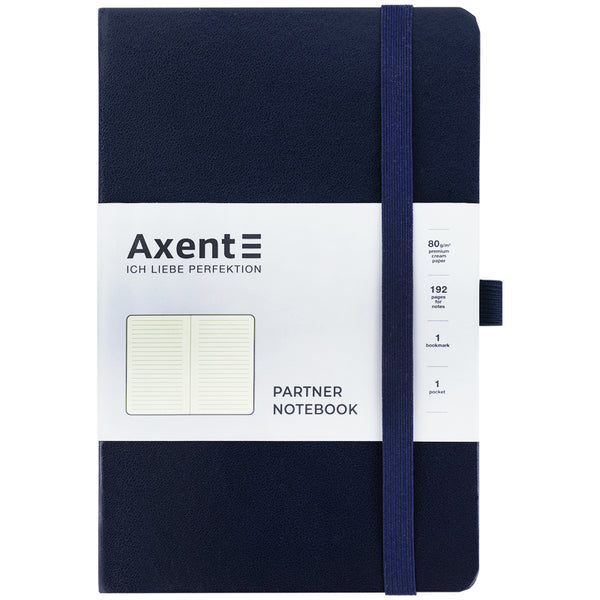 Notizbuch Axent Partner 8308-02-A, A5-, 125x195 mm, 96 Blätter, Linie, harter umschlag, dunkelblau