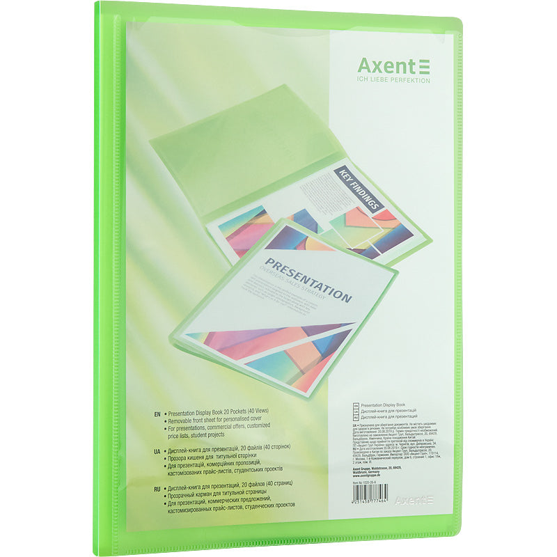Sichtbuch mit Tasche Axent 1020-26-A, A4, 20 Hüllen, grun