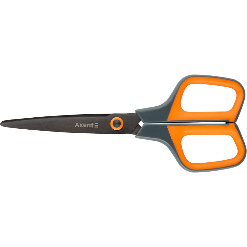 Büroscheren Axent Titanium 6306-06-A, 19 cm, mit gummierten Komfort-Griffen, grau-orange