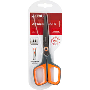 Büroscheren Axent Titanium 6306-06-A, 19 cm, mit gummierten Komfort-Griffen, grau-orange