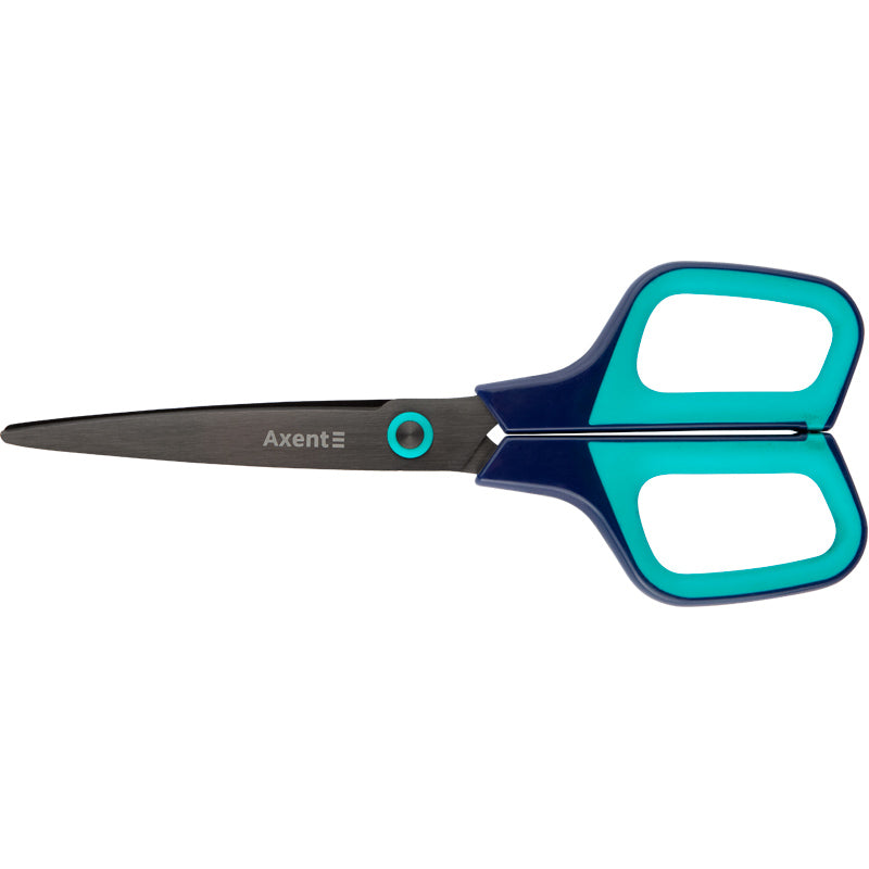 Büroscheren Axent Titanium 6306-16-A, 19 cm, mit gummierten Komfort-Griffen, blau-türkis