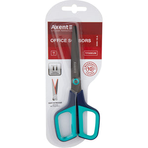 Büroscheren Axent Titanium 6306-16-A, 19 cm, mit gummierten Komfort-Griffen, blau-türkis