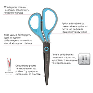 Büroscheren Axent Titanium Lite 6406-05-A, 19 cm, mit gummierten Komfort-Griffen, grau-blau