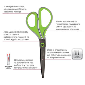 Büroscheren Axent Titanium Lite 6406-09-A, 19 cm, mit gummierten Komfort-Griffen, grau-salat
