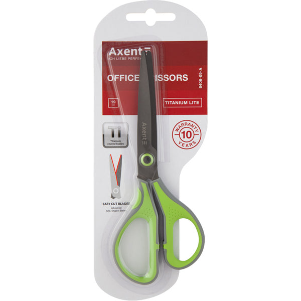 Büroscheren Axent Titanium Lite 6406-09-A, 19 cm, mit gummierten Komfort-Griffen, grau-salat