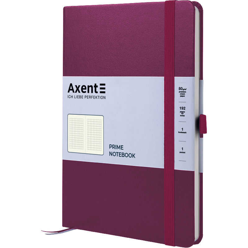 Notebook Axent Partner Prime 8305-46-A, A5, 145x210 mm, 96 sheets,  squared, hard cover, wine