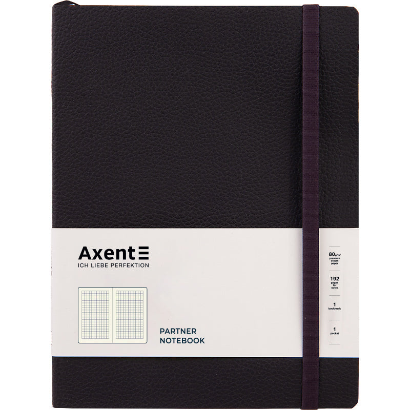 Notizbuch Axent Partner Soft L, 8615-01-A, 190x250 mm, 96 Blatt, kariert, flexibler Umschlag, schwarz