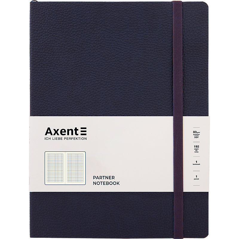 Notizbuch Axent Partner Soft L, 8615-02-A, 190x250 mm, 96 Blatt, kariert, flexibler Umschlag, blau