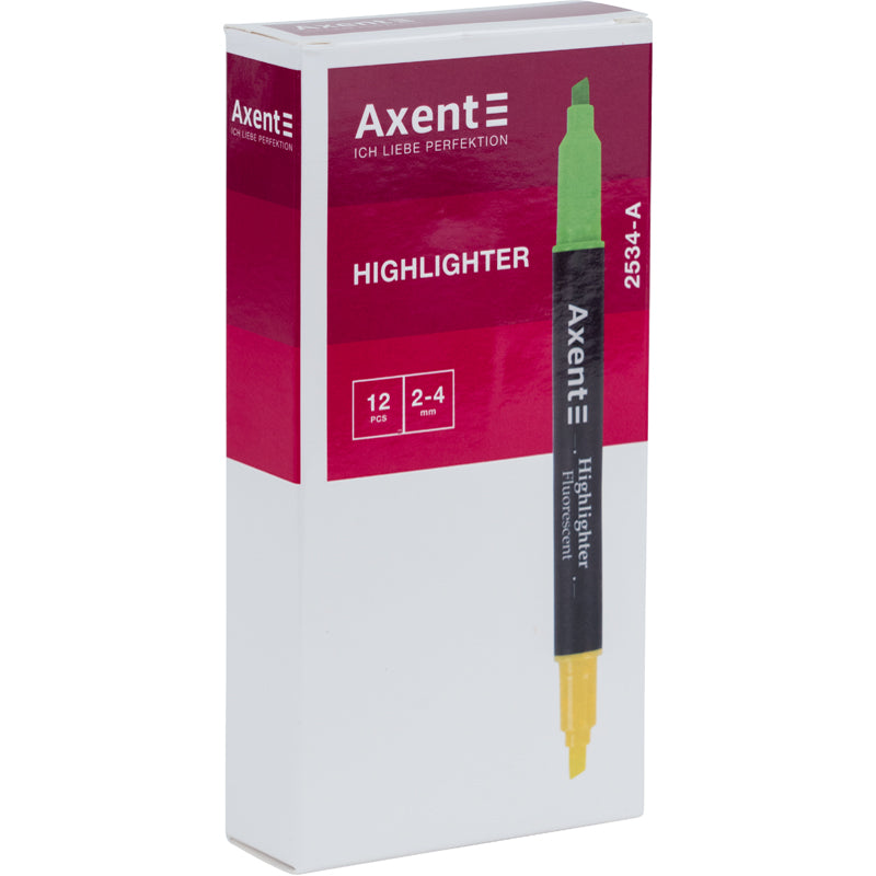 Textmarker Doppelter Axent 2534-12-A, 2-4 mm, keilförmig, orange+gelb