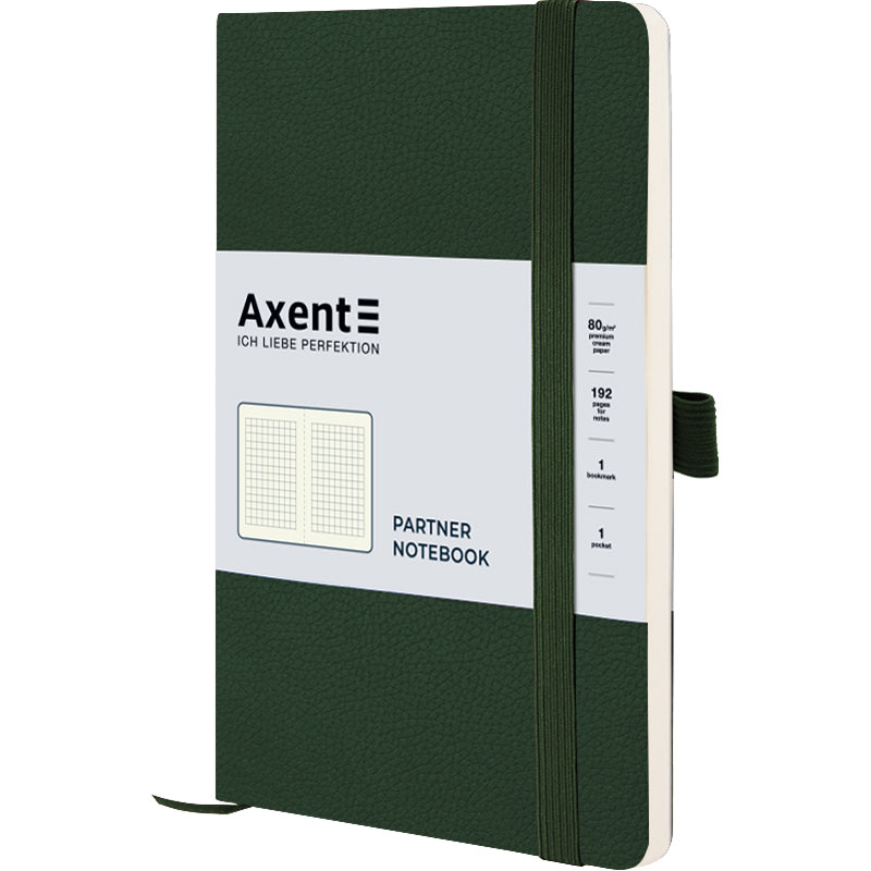 Notizbuch Axent Partner Soft Skin 8616-23-A, A5-, 125x195 mm, 96 Blatt, kariert, flexibler Umschlag, dunkelgrün