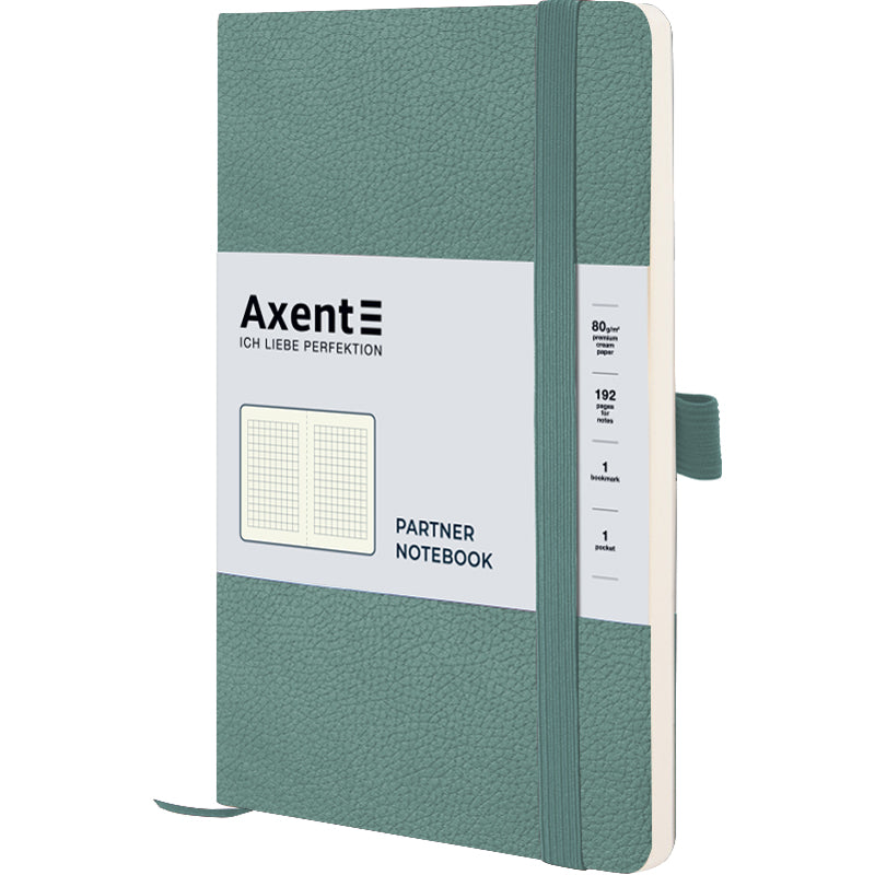 Notizbuch Axent Partner Soft Skin 8616-48-A, A5-, 125x195 mm, 96 Blatt, karierter, flexibler Einband, grau und azur