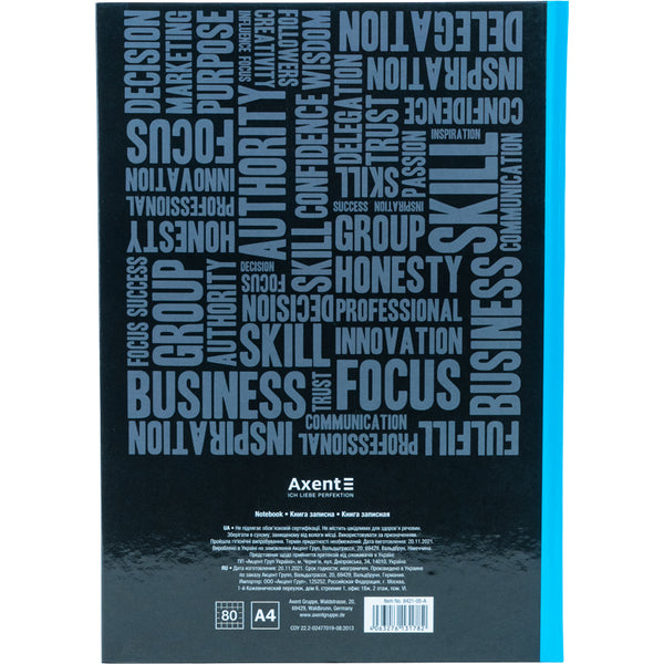 Notizbuch Axent Colors 8421-05-A, A4, 80 Blatt, kariert, blau