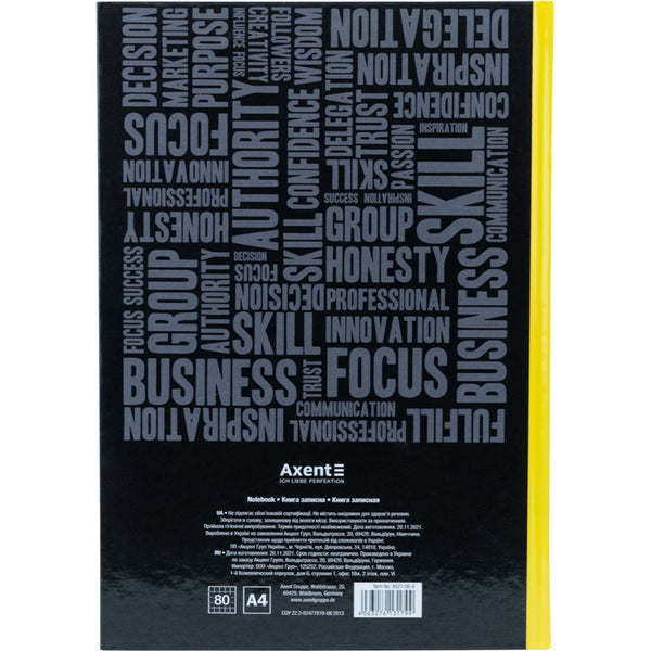 Notizbuch Axent Colors 8421-06-A, A4, 80 Blatt, kariert, gelb