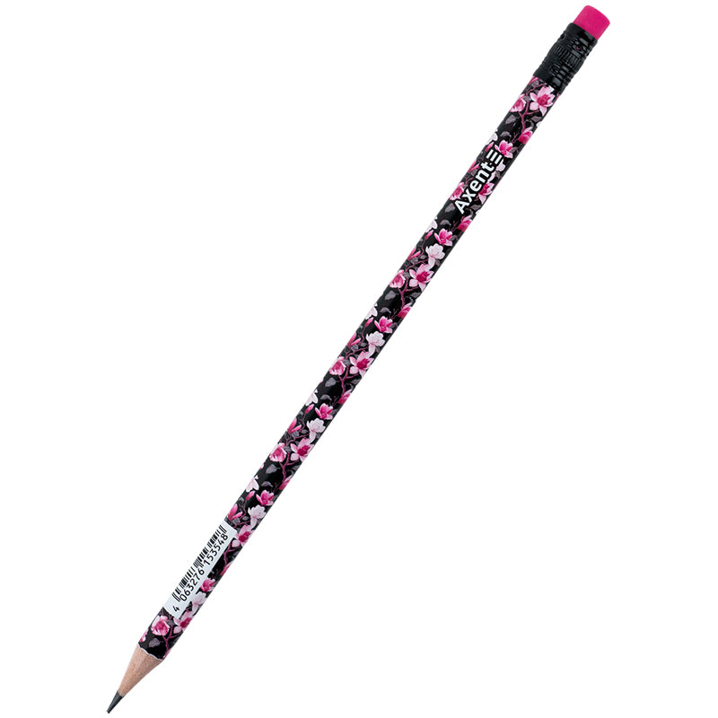Graphitstift Axent Floral Black 9009-14-A, HB, 2,2 mm