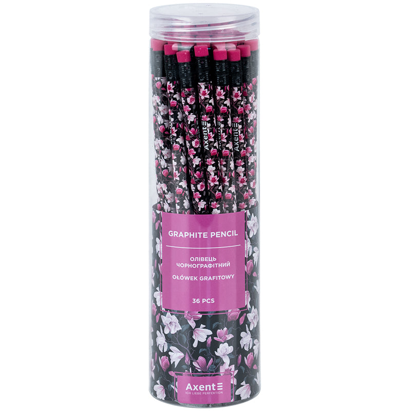 Graphitstift Axent Floral Black 9009-14-A, HB, 2,2 mm