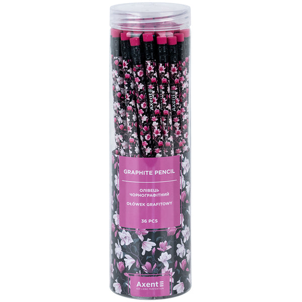 Graphitstift Axent Floral Black 9009-14-A, HB, 2,2 mm